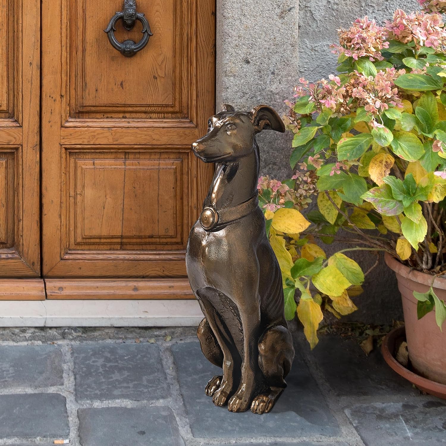 Design Toscano Greyhound Sentinel Cast Iron Dog Statue Antique Gold