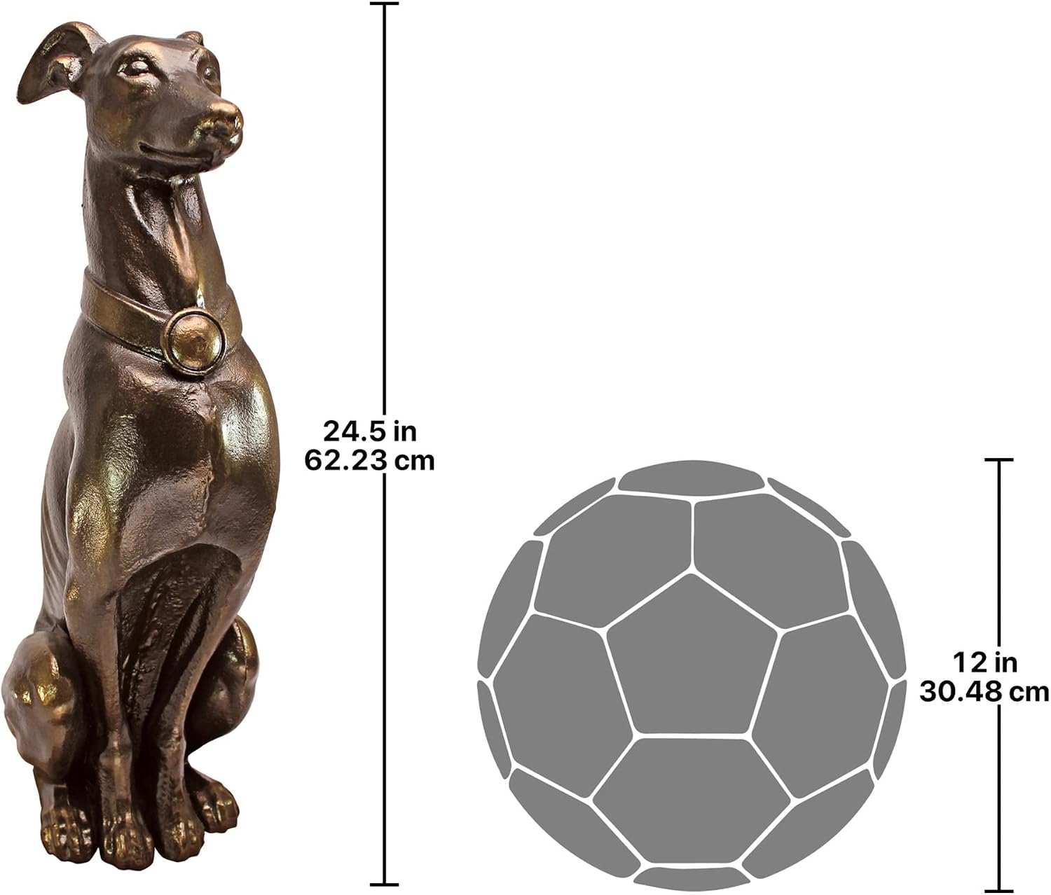 Design Toscano Greyhound Sentinel Cast Iron Dog Statue Antique Gold