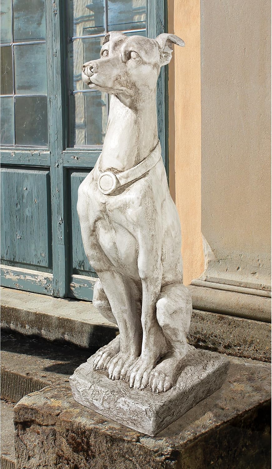 Art Deco Whippet Greyhound Sentinel Dog Statue Antique Stone