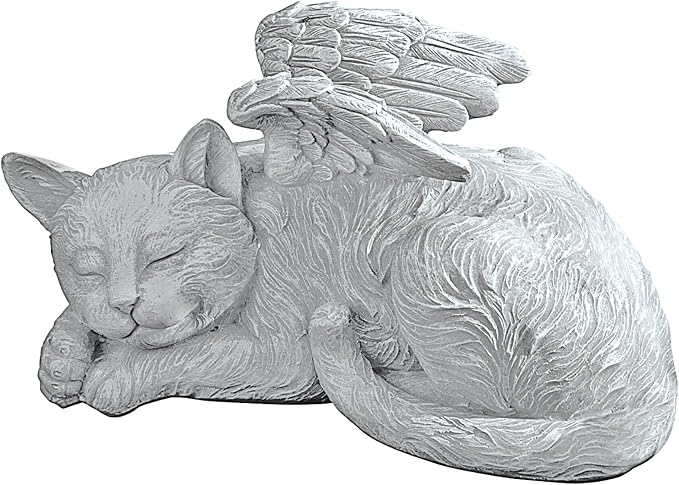 Design Toscano QL6080 Cat Angel Pet Memorial Grave Marker Tribute Statue, 10 Inches Wide, 5 Inches Deep, 5 Inches High, Antique Stone Finish