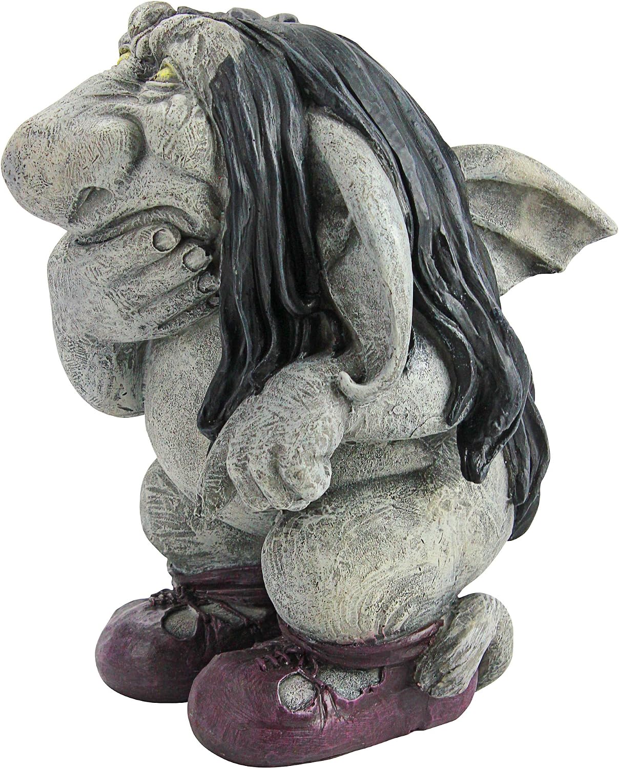Garden Gnome Statue -Pondering Sylvester the Cynical Gnome Troll - Lawn Gnome
