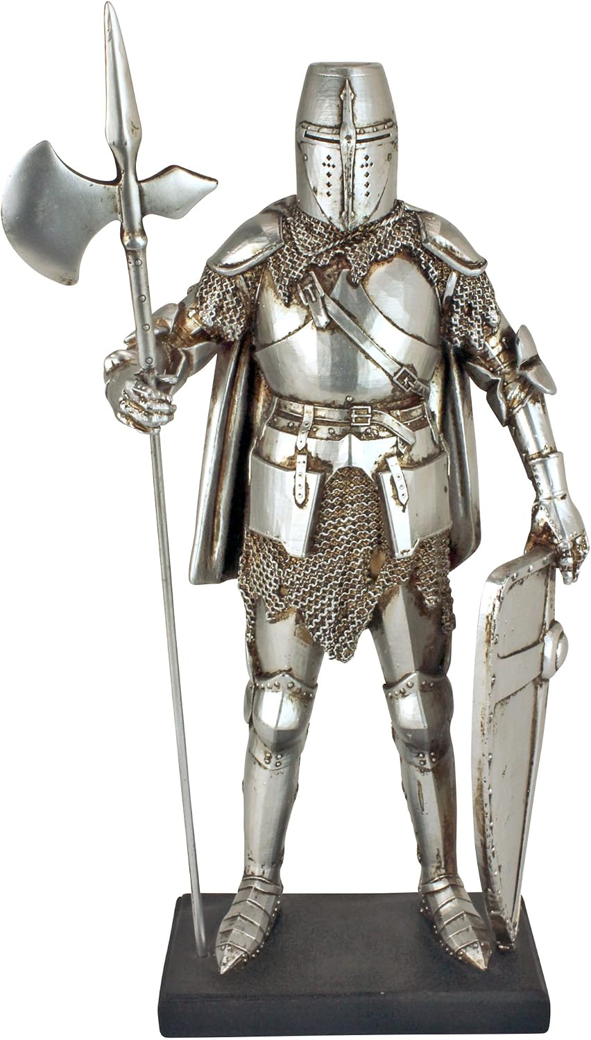Design Toscano QS29041 Medieval Nuremberg Castle Gothic Knight Statue,Silver