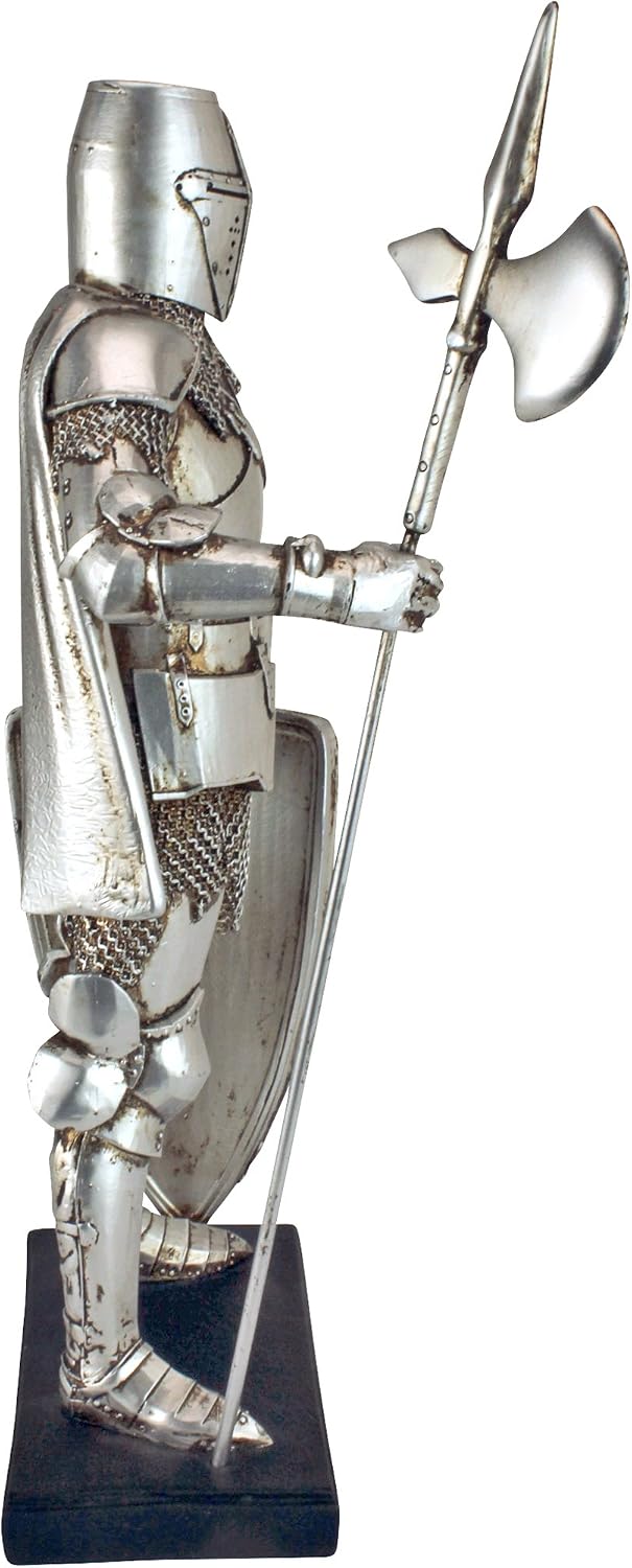 Design Toscano QS29041 Medieval Nuremberg Castle Gothic Knight Statue,Silver