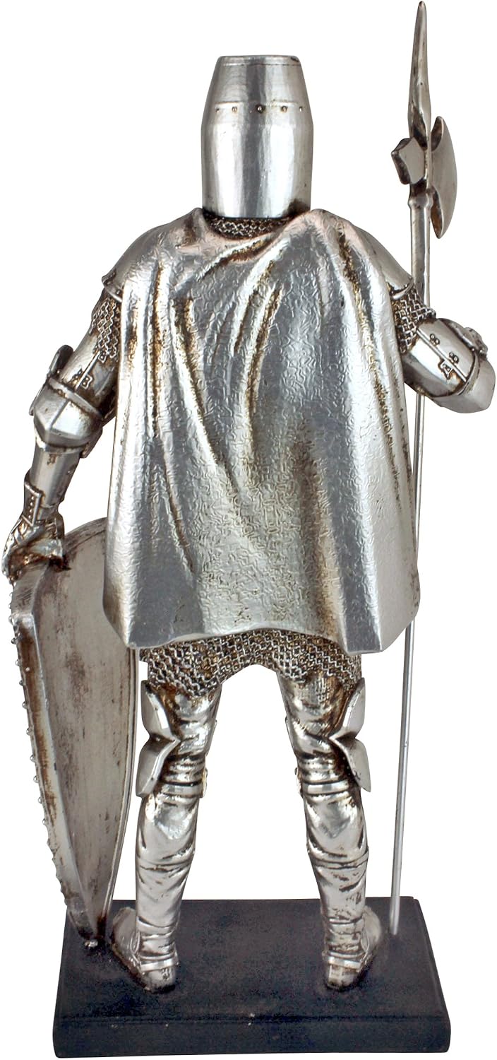 Design Toscano QS29041 Medieval Nuremberg Castle Gothic Knight Statue,Silver