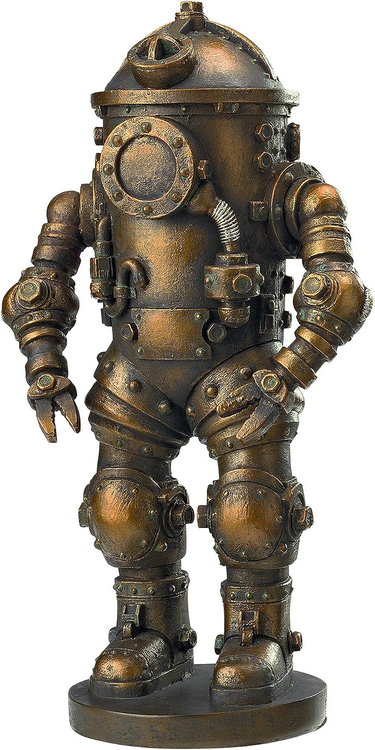 Design Toscano CL7321 Tritonia Atmospheric Diving Suit Steampunk Statue, 8 Inch, Antique Brass