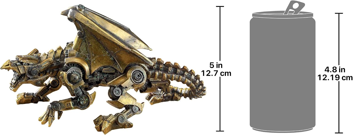 Design Toscano Steampunk Gothic Gear Dragon Statue, Bronze