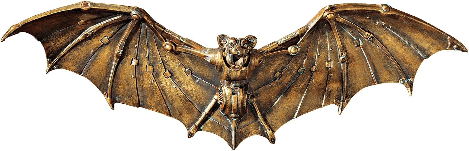 Design Toscano Cyber Bat Steampunk Wall Sculpture,Bronze 19.50" x 6.50"