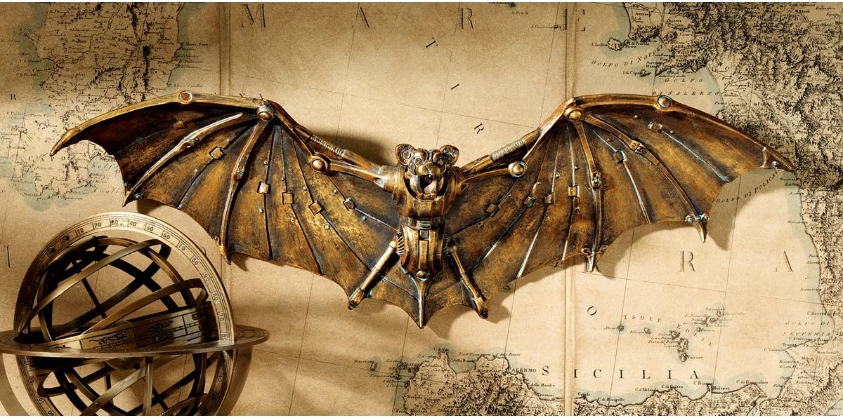 Design Toscano Cyber Bat Steampunk Wall Sculpture,Bronze 19.50" x 6.50"