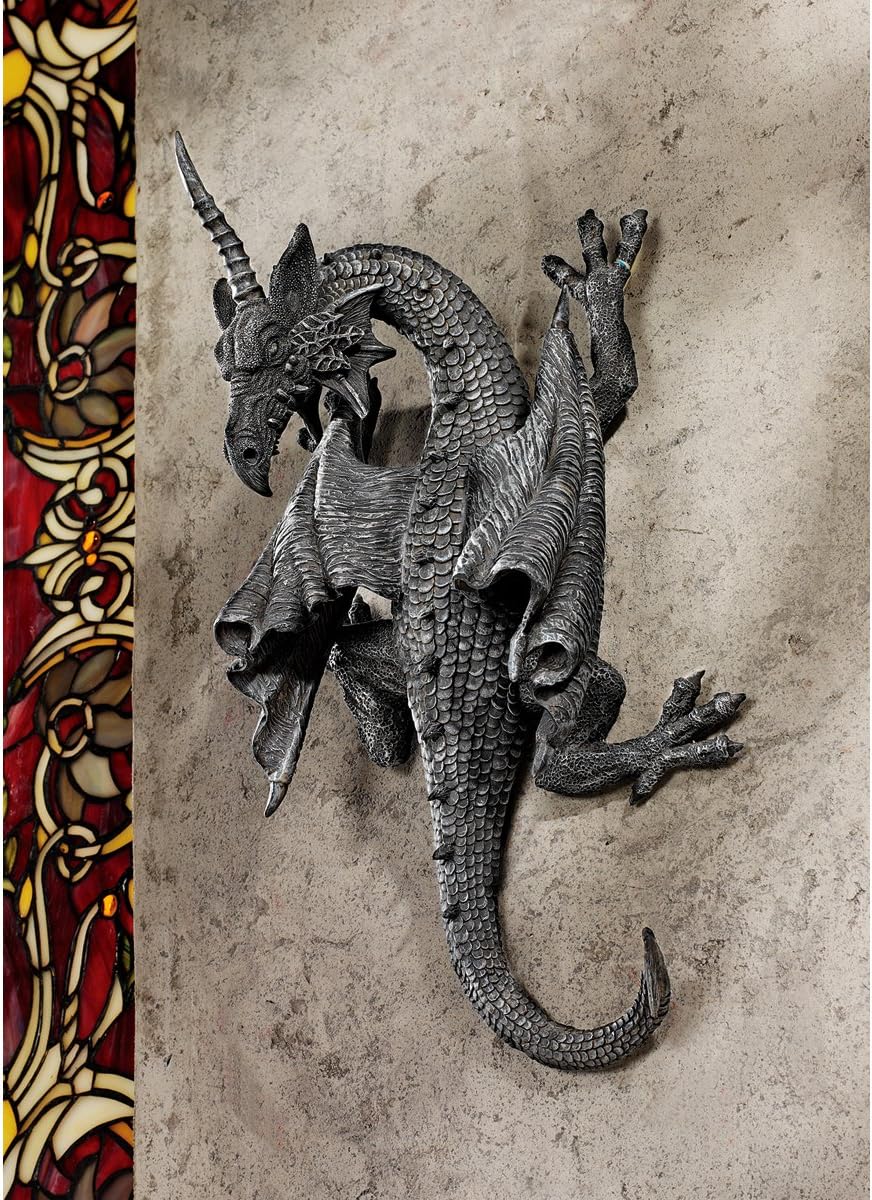 Design Toscano Horned Dragon of Devonshire Wall Sculpture 13 Inch, Single