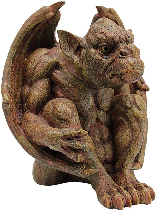 Design Toscano Balthazar's Watch Gargoyle Gothic Decor Statue, 10 Inch, Polyresin, Aged Stone