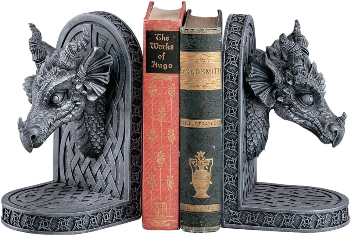 Design Toscano Gray Friar Dragon Bookends