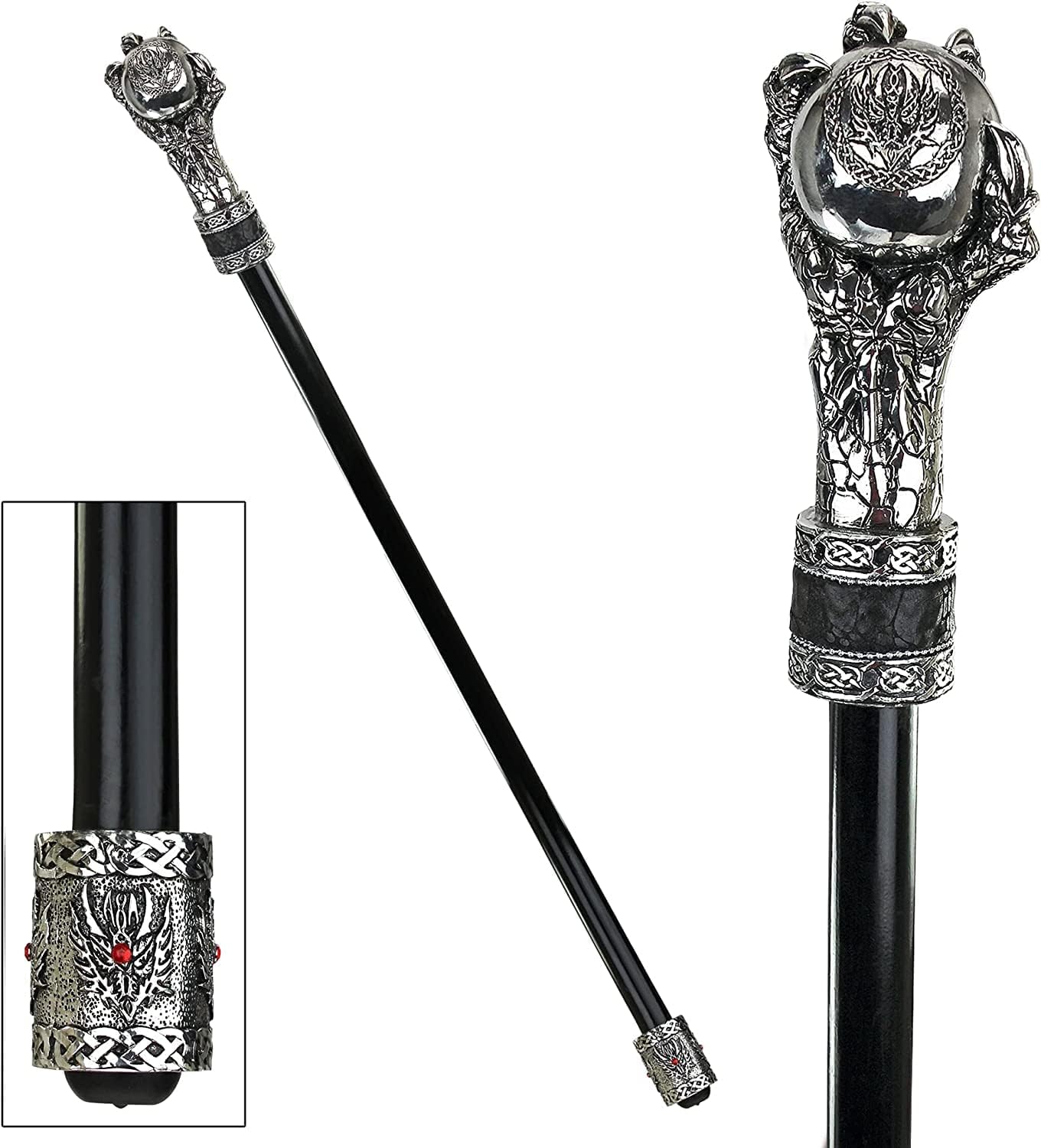 Design Toscano The Dragonsthorne Collection: Dragons Grasp Gothic Walking Stick