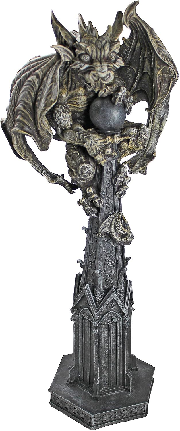 Design Toscano CL4187 Raptor, Gargoyle Surveyor of the Realm Sculpture,two tone stone