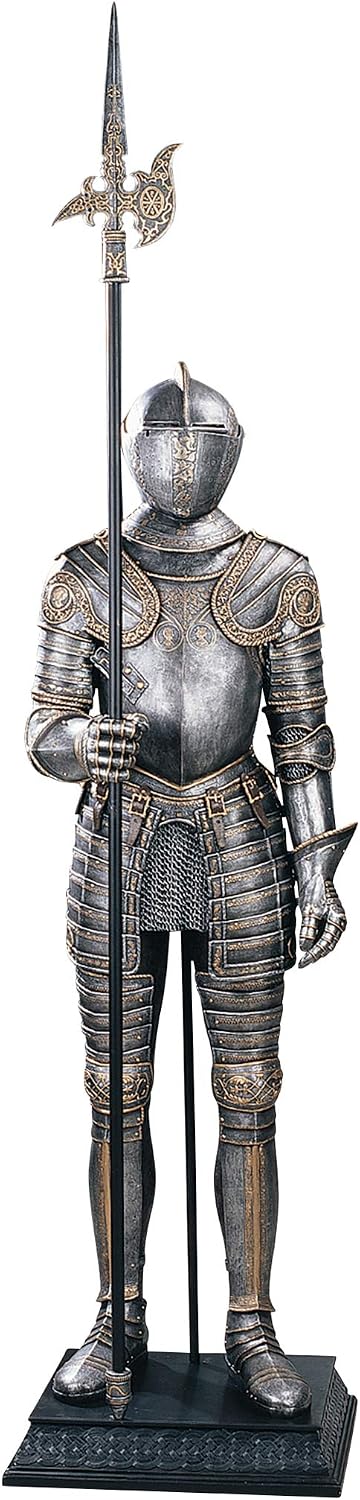 Design Toscano 16th-Century Italian Armor Sculpture with Halberd Faux Pewter