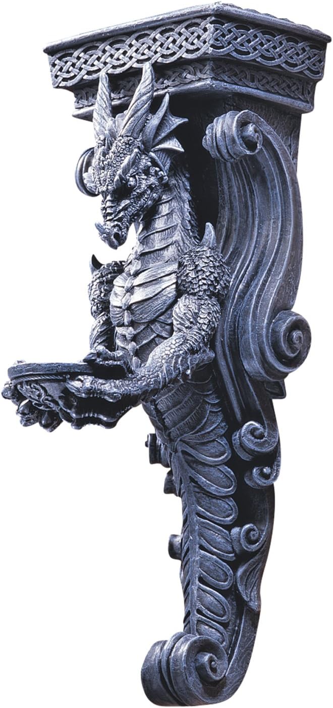 Design Toscano Dragons of Darkmoor Castle Wall Shelf Caryatid Sconce, 14