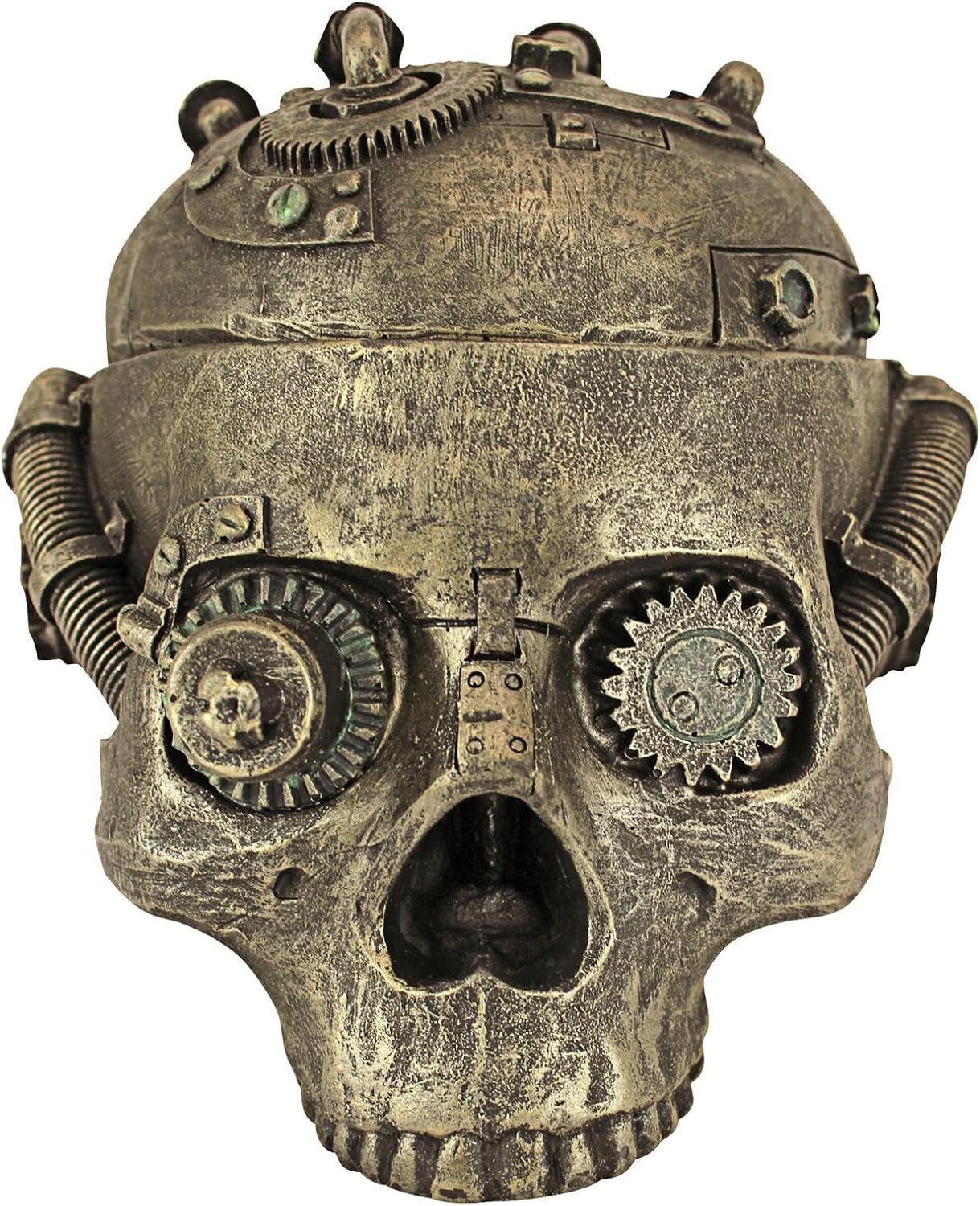 Design Toscano CL6067 Steampunk Skull Containment Vessel Gothic Stash Box Statue, Antique Brass