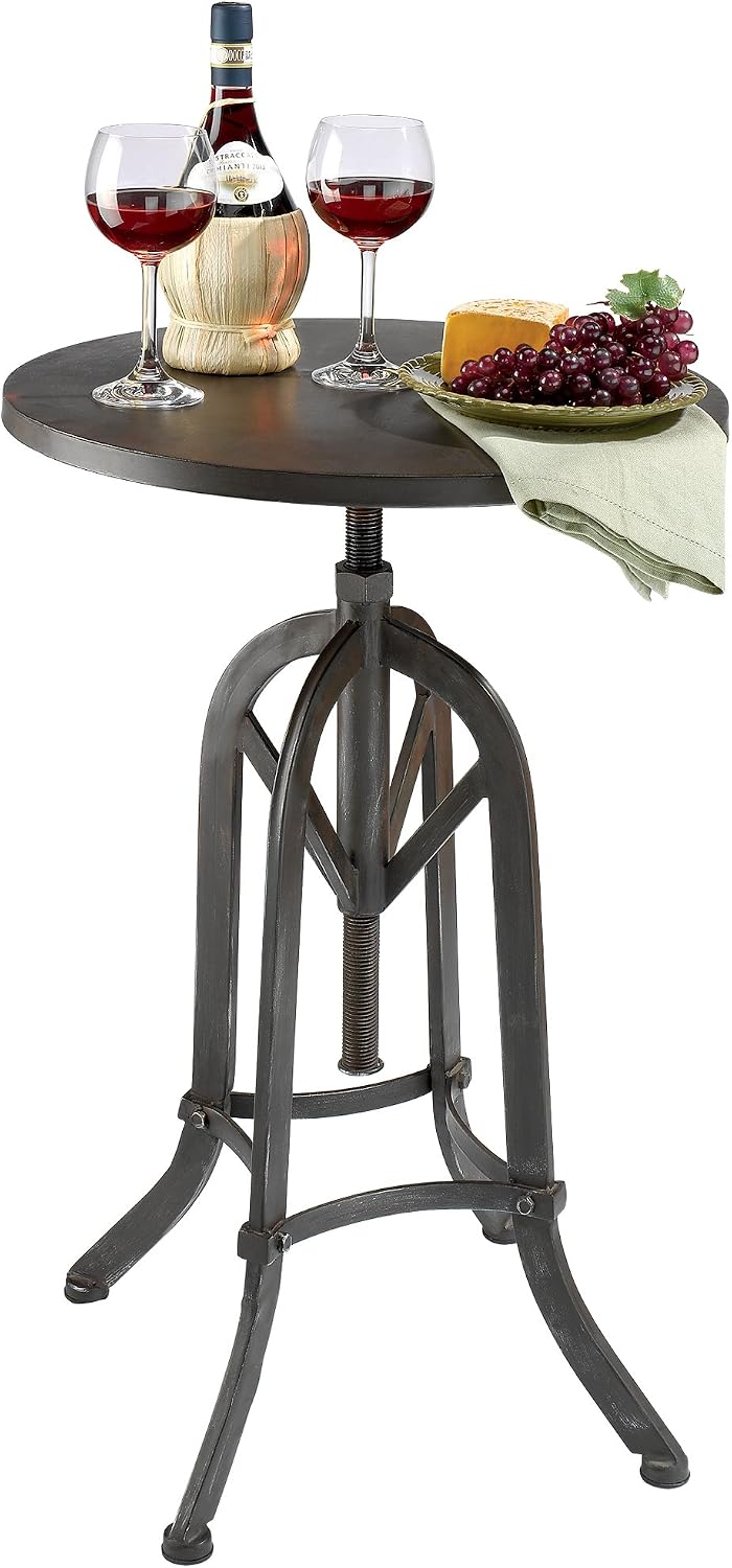 Design Toscano Industrial Revolution Adjustable Height Side Table, Black, 25 Inch