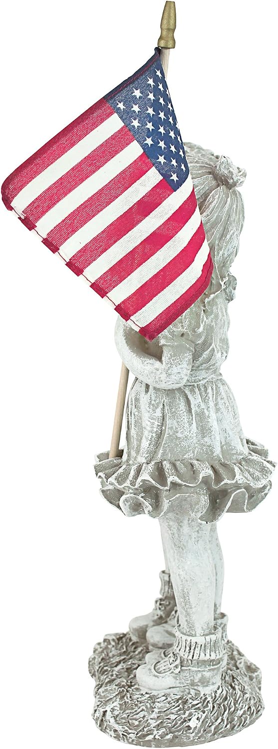 Design Toscano QM7512030 Patriotic Flag Children Statue,Antique Stone