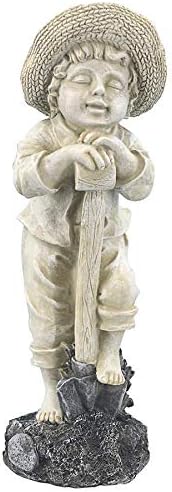 Design Toscano QL1006 Young Gardener Boy Statue, Two Tone Stone Finish