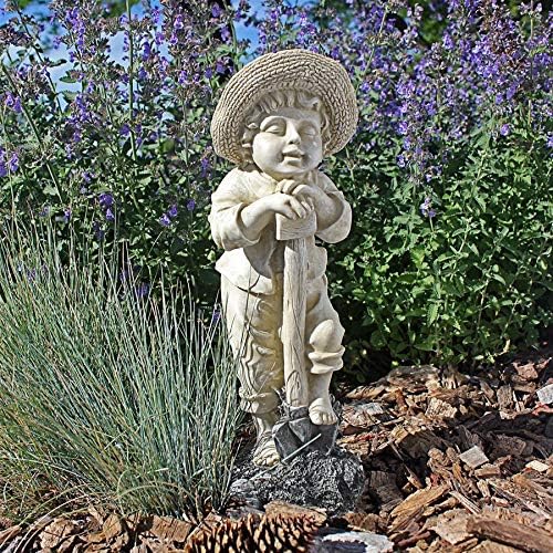 Design Toscano QL1006 Young Gardener Boy Statue, Two Tone Stone Finish
