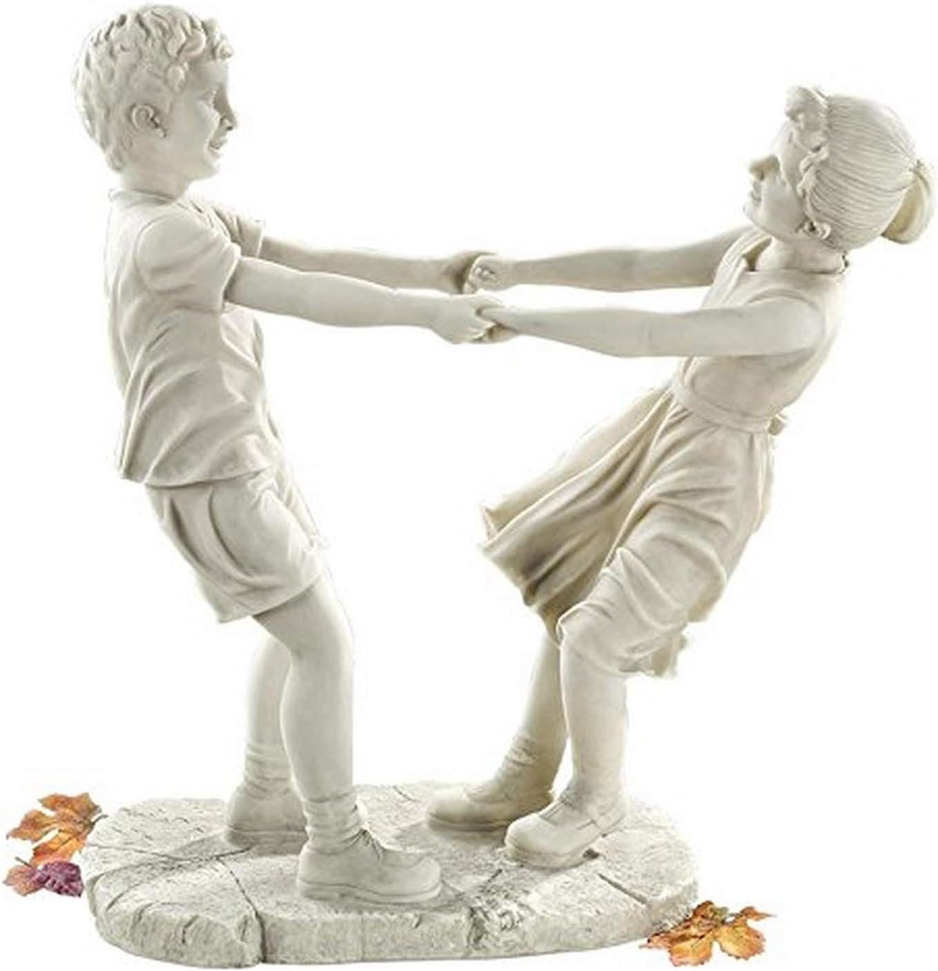 Design Toscano Little Girl and Boy Dancing Garden Statue, Large, Antique Stone