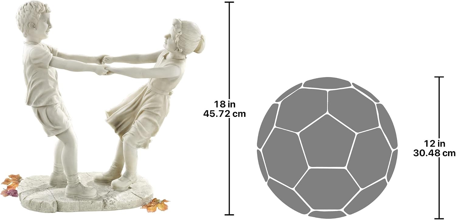 Design Toscano Little Girl and Boy Dancing Garden Statue, Large, Antique Stone