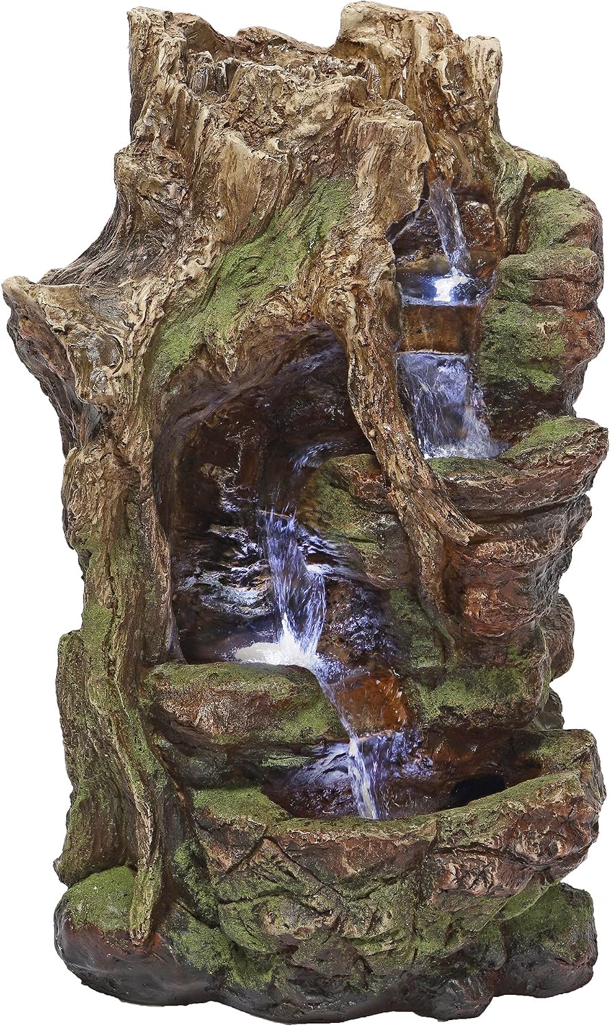 Design Toscano QN164017 Water Fountain with LED Light - Willow Bend Garden Decor Fountain - Outdoor Water Feature, Multicolored, 10½"W x 10"D x 18"H