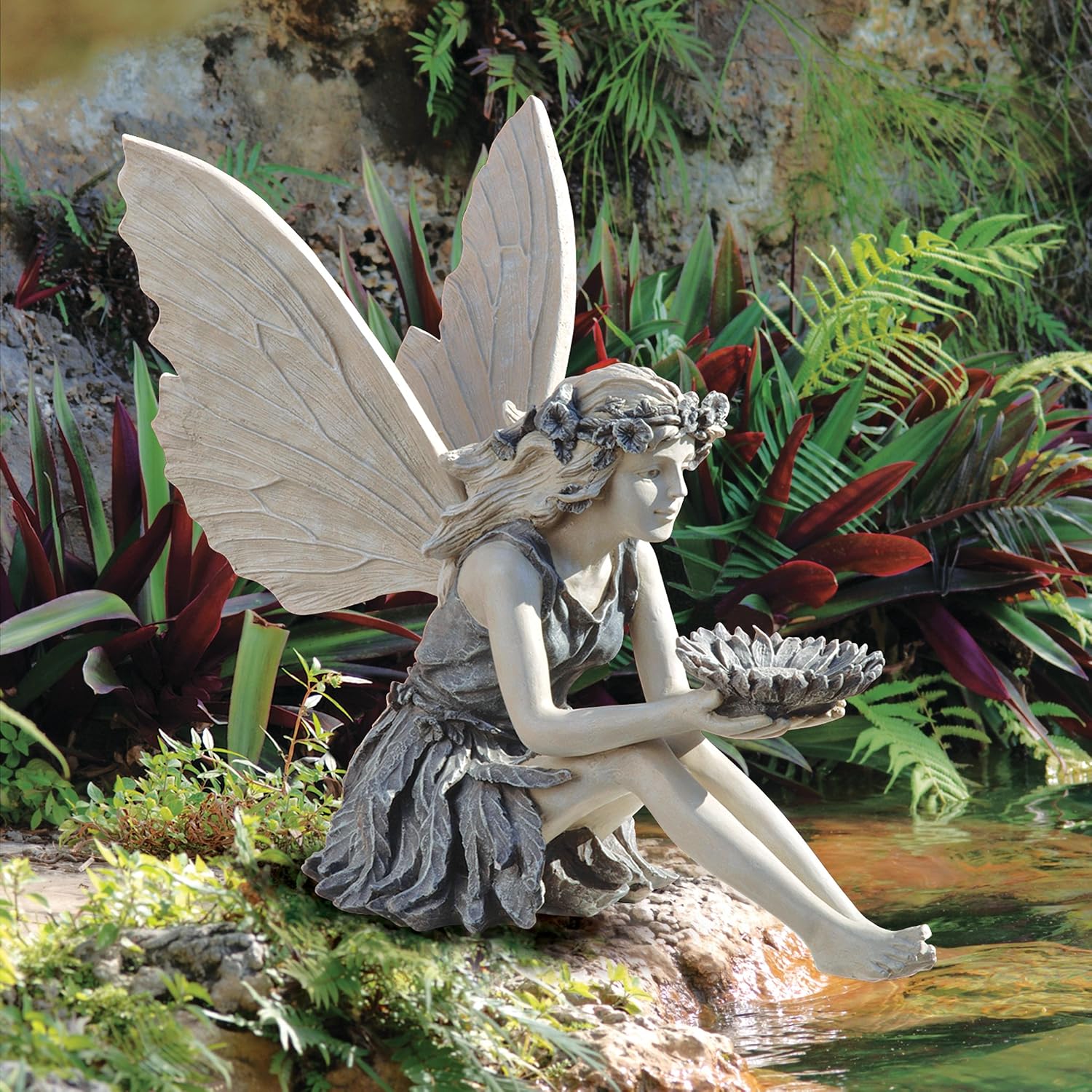 Design Toscano The Sunflower Fairy Statue Two Tone Stone