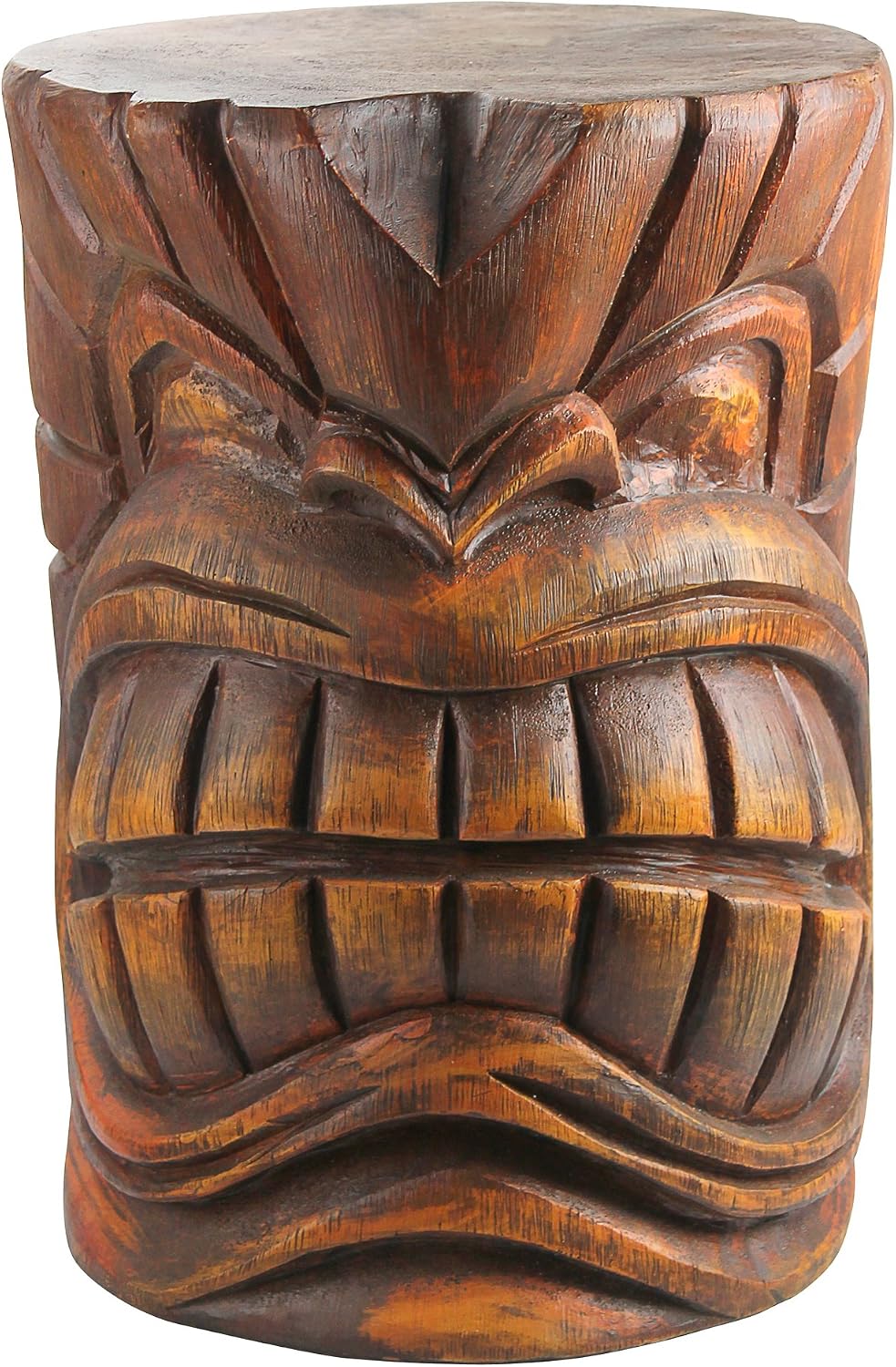 Design Toscano Grand Tiki Face Kanaloa Teeth Indoor/Outdoor Side Table Statue, Patio, Bar, Den, 20 inch tall, Cast Stone Resin, Woodtone Finish Handcast Polyresin, Woodtone Finish