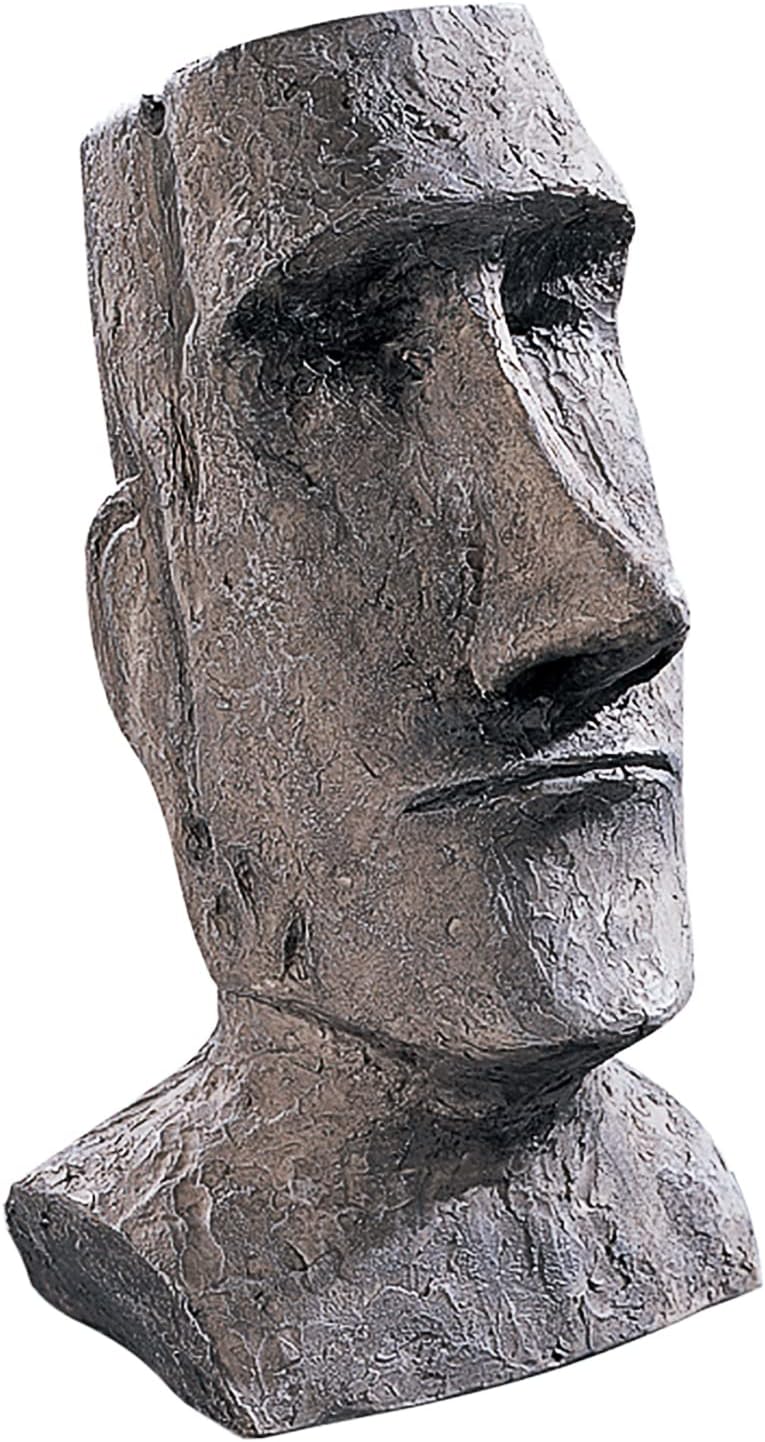 Design Toscano Easter Island Ahu Akivi Moai Monolith Garden Statue, Desktop, 9 Inch, Cast Stone Resin, Grey Stone