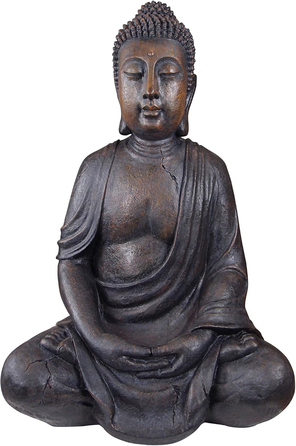 Design Toscano Meditative Asian Decor Grand Temple Indoor/Outdoor Garden Statue, Large, 40 inches tall, Cast Stone Resin, Dark Stone Finish Japanese Buddha