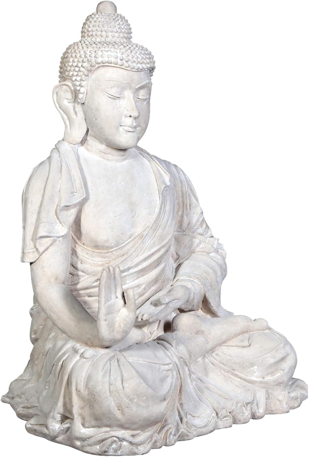 Design Toscano Meditative Asian Decor Grand Temple Indoor/Outdoor Garden Statue, Giant, 48 inches tall, Fiberglass Cast Stone Resin, Limestone Finish Traditional Buddha