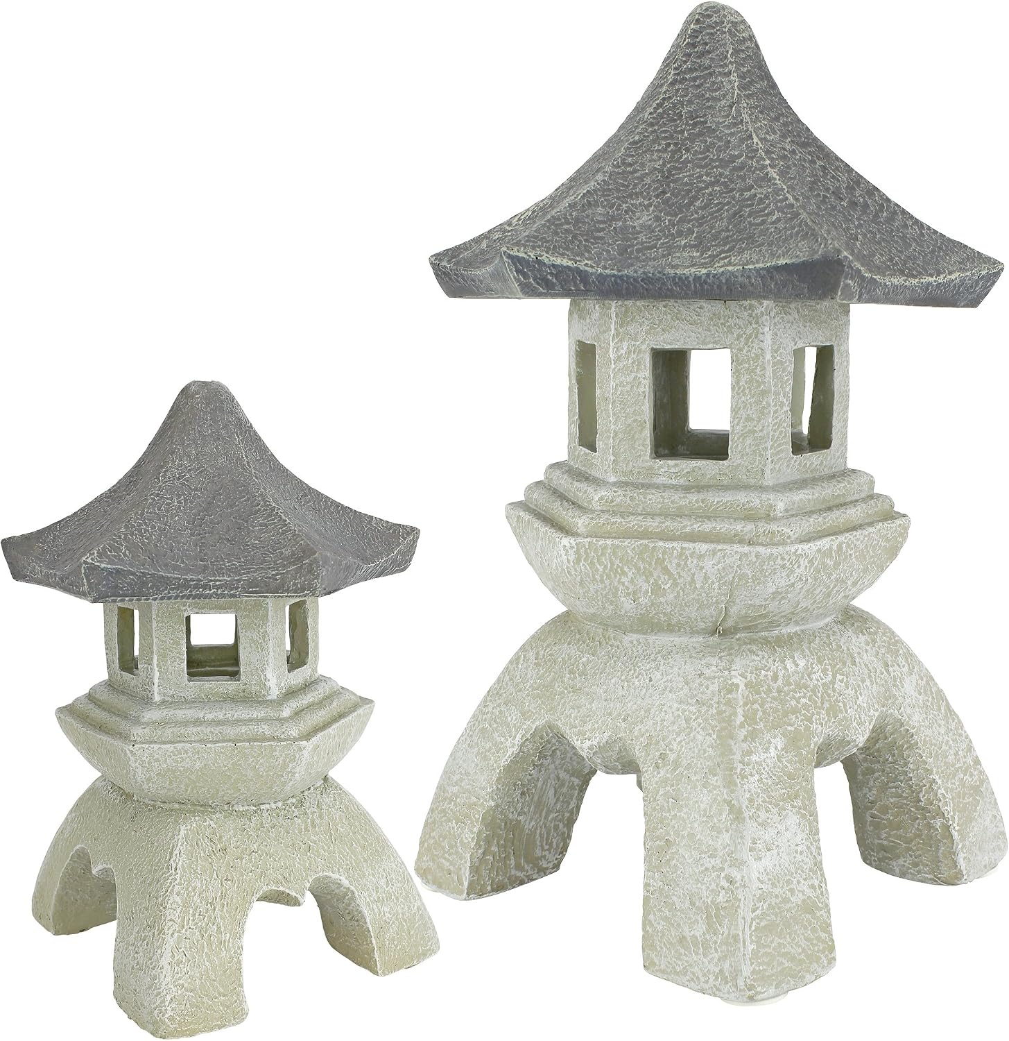 Design toscano ng999870 asian decor pagoda lantern outdoor statue, medium & large, two tone stone finish Two-tone Stone