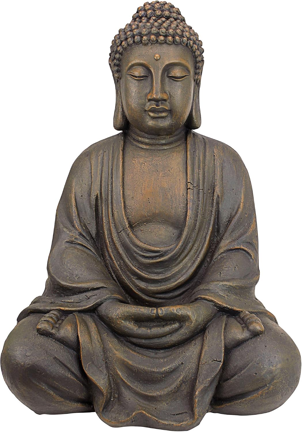 Design Toscano Meditative Asian Decor Grand Temple Indoor/Outdoor Garden Statue, Medium, 25 inches tall, Cast Stone Resin, Dark Stone Finish Meditating Buddha