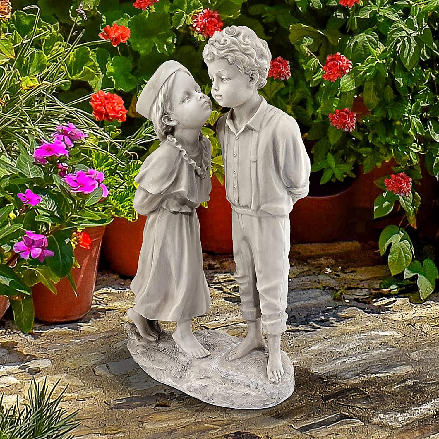 Design Toscano Love Children Garden Statue, Antique Stone