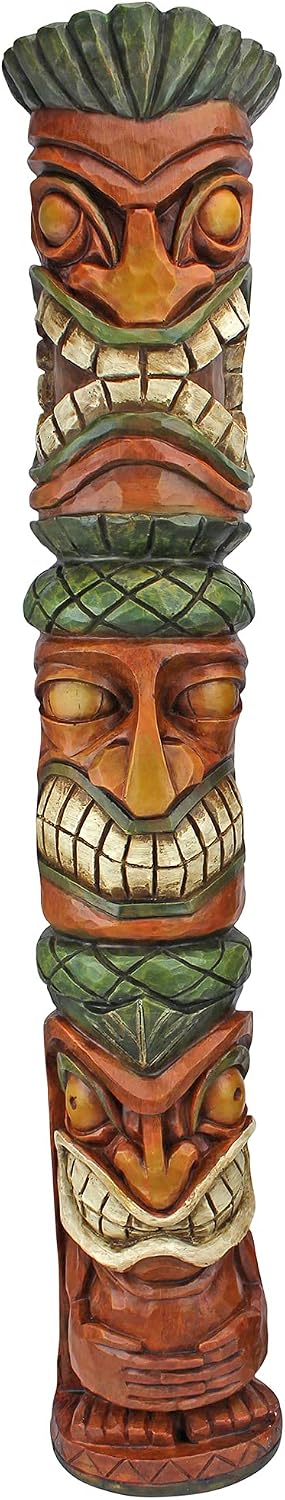 Design Toscano CS22670 Aloha Hawaii Tiki: Moai Haku Pani Sculpture, 5.5"D x 5.5"W x 31"H, woodtone