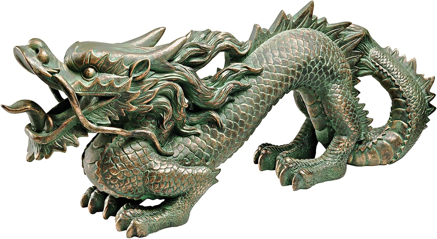 Design Toscano EU9306 Asian Dragon Wall Statue, Medium, 21 Inch, Bronze Verdigris Finish