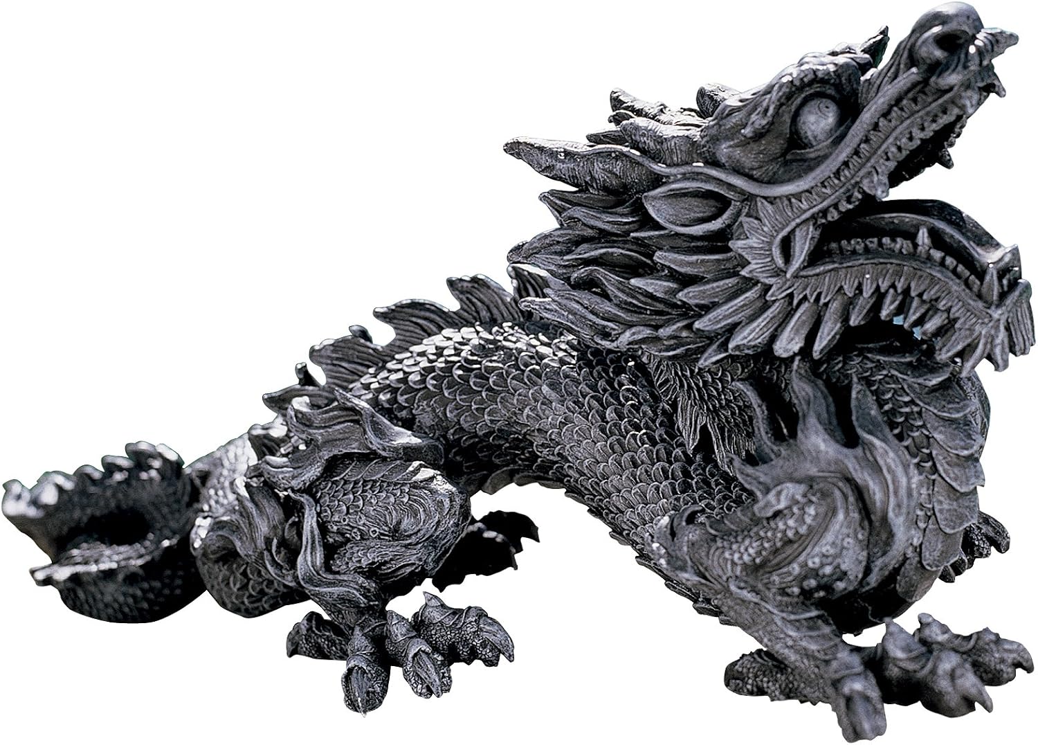 Design Toscano Benevolent Dragon Asian Garden Statue, 27 Inch, Resin, Gray Stone Finish
