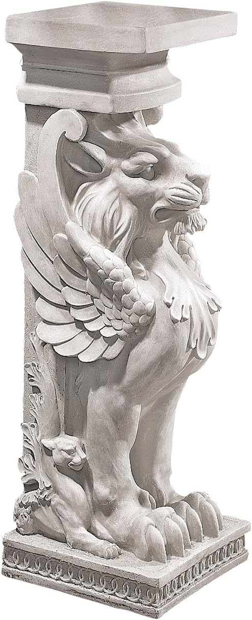 Design Toscano Trapezophoron Sculptural Winged Lion Pedestal
