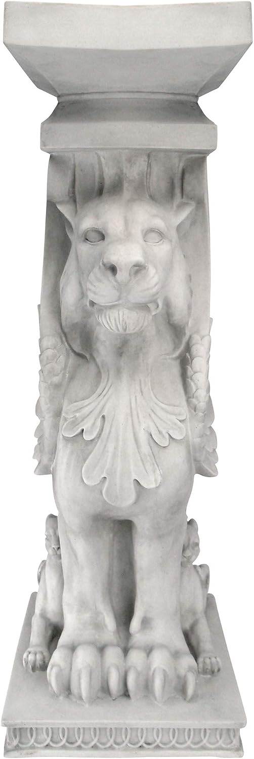 Design Toscano Trapezophoron Sculptural Winged Lion Pedestal