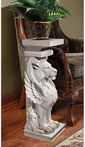 Design Toscano Trapezophoron Sculptural Winged Lion Pedestal