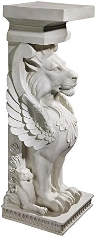 Design Toscano Trapezophoron Sculptural Winged Lion Pedestal