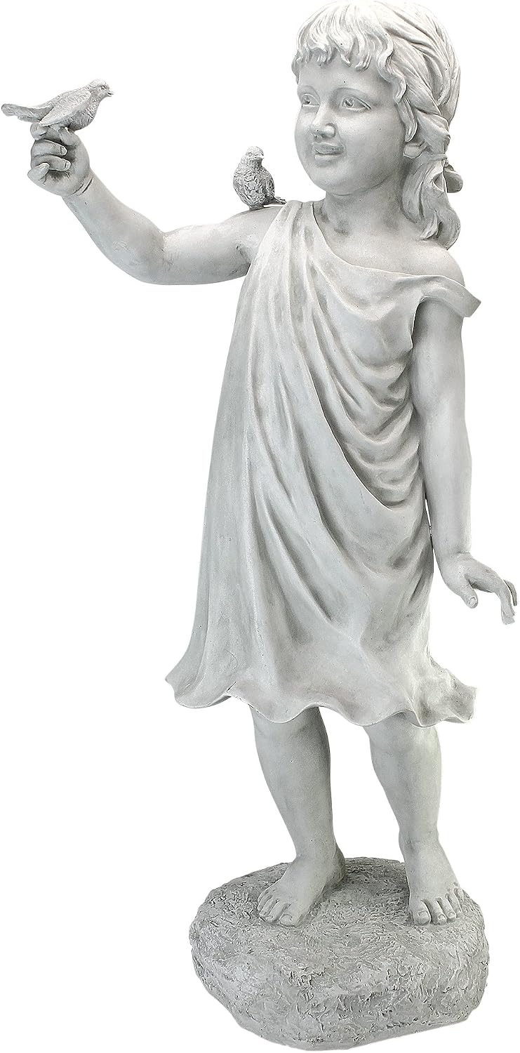 Design Toscano Mary Frances and her Feathered Friends Garden Girl Statue