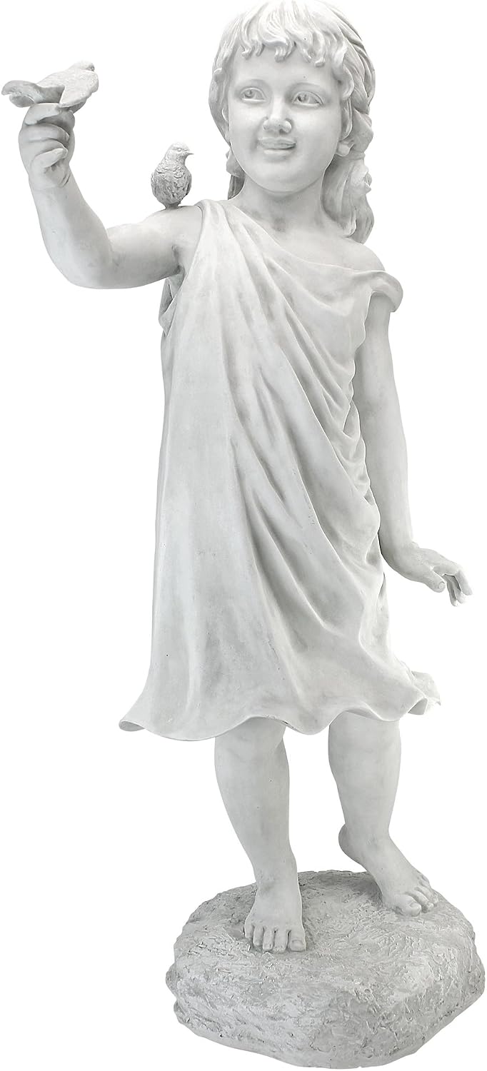 Design Toscano Mary Frances and her Feathered Friends Garden Girl Statue
