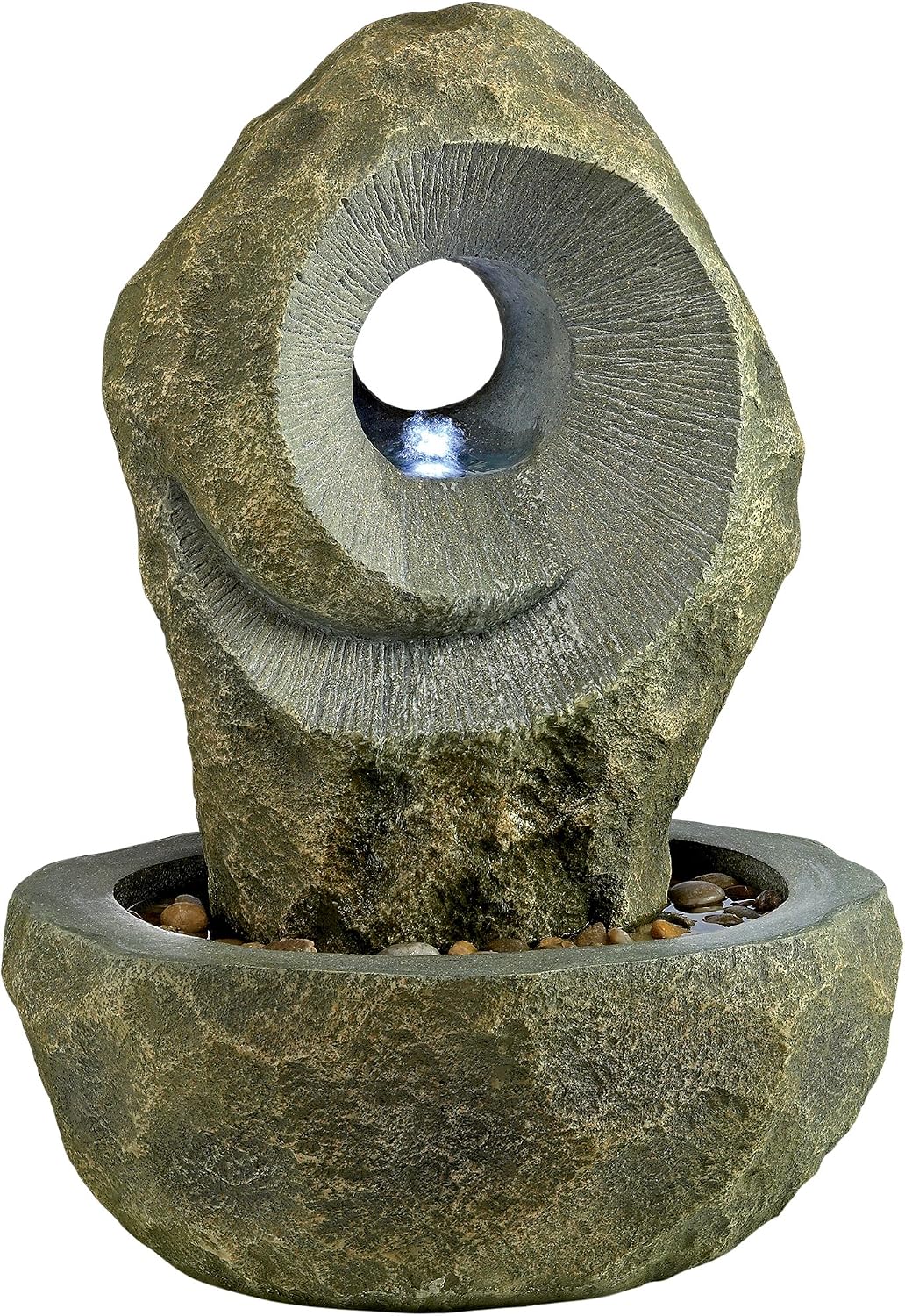 Water Fountain with LED Light - Kandinsky Spiral Garden Decor Fountain - Outdoor Water Feature