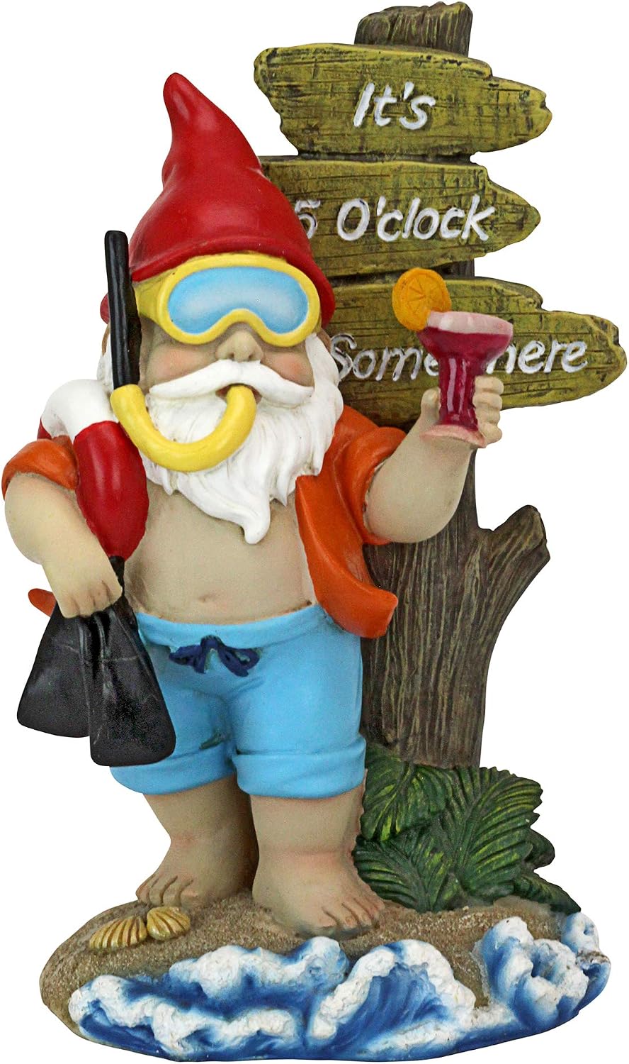 Garden Gnome Statue - Happy Hour Tropical Garden Gnome - Scuba Lawn Gnome