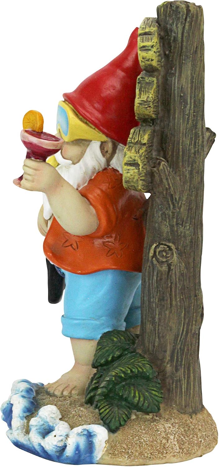 Garden Gnome Statue - Happy Hour Tropical Garden Gnome - Scuba Lawn Gnome