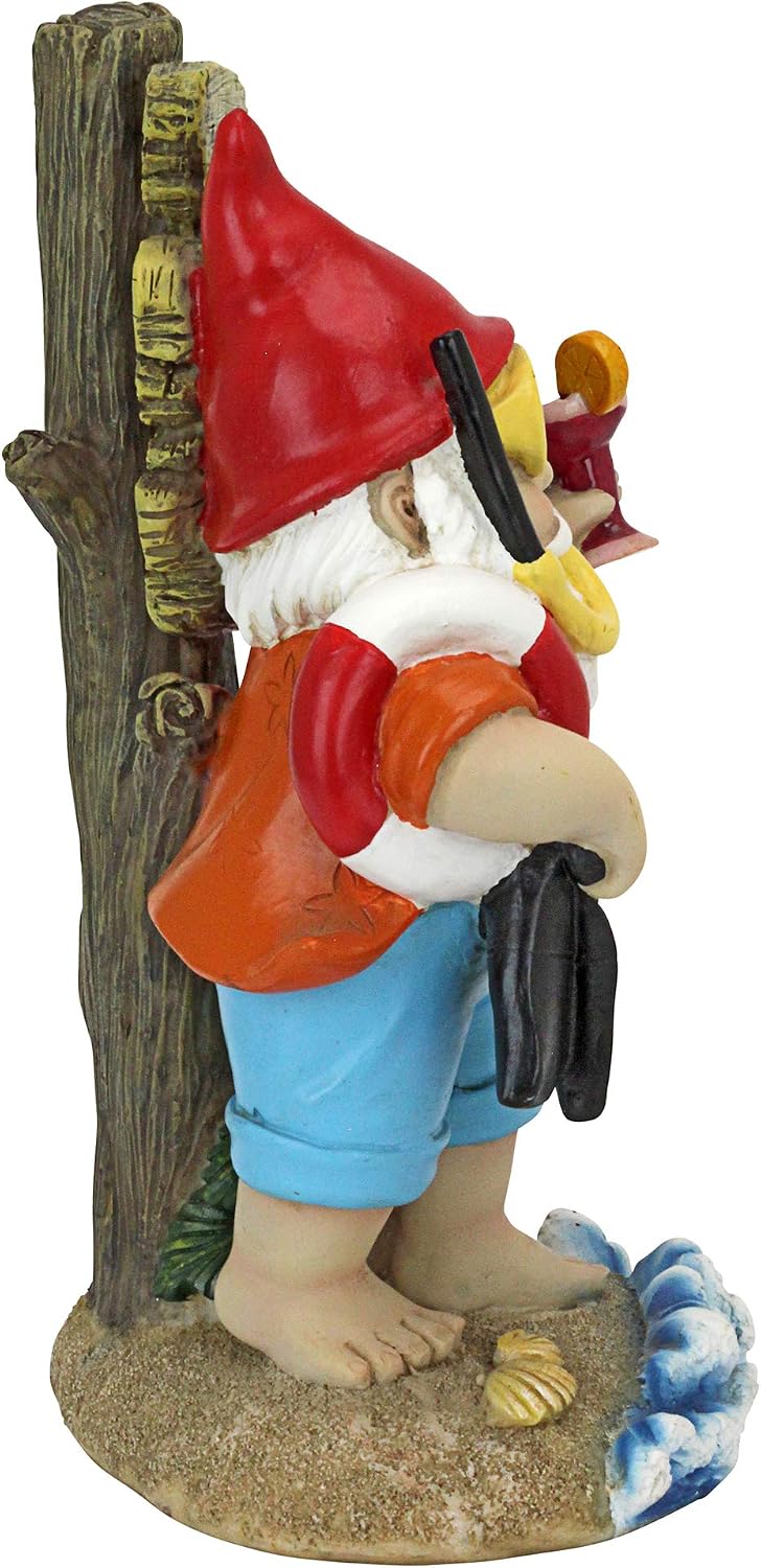 Garden Gnome Statue - Happy Hour Tropical Garden Gnome - Scuba Lawn Gnome
