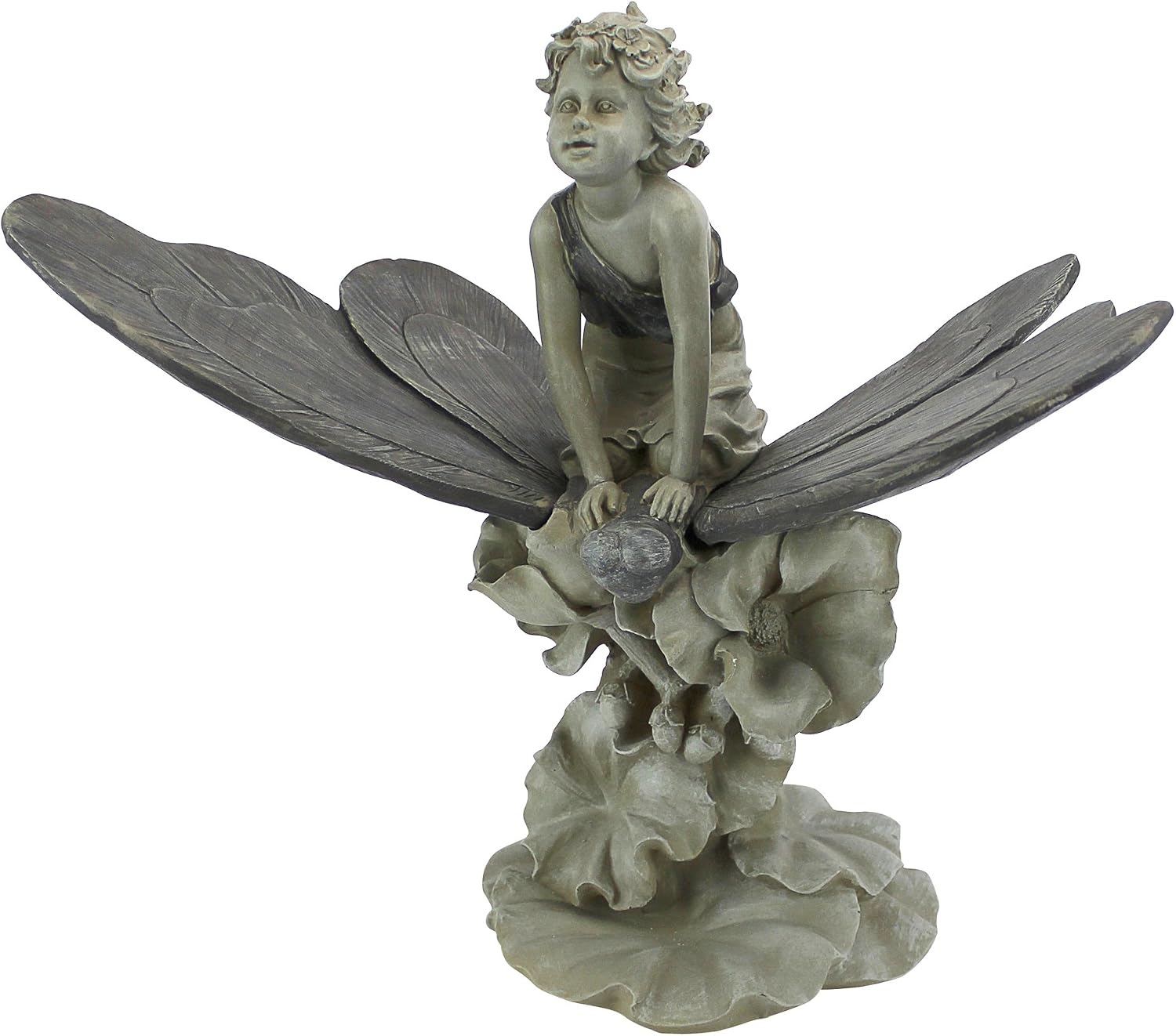 Design Toscano EU41630 A Fairy's Wondrous Butterfly Ride Statue,Multicolored, 22"Wx11.5"Dx18.5"H