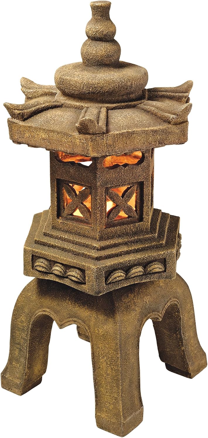 Design Toscano ss8577 Sacred Pagoda Lantern Asian Decor Garden Statue, 27 inch Gothic Stone